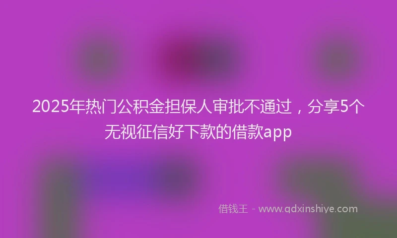 2025年热门公积金担保人审批不通过，分享5个无视征信好下款的借款app