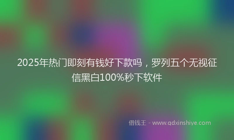2025年热门即刻有钱好下款吗，罗列五个无视征信黑白100%秒下软件