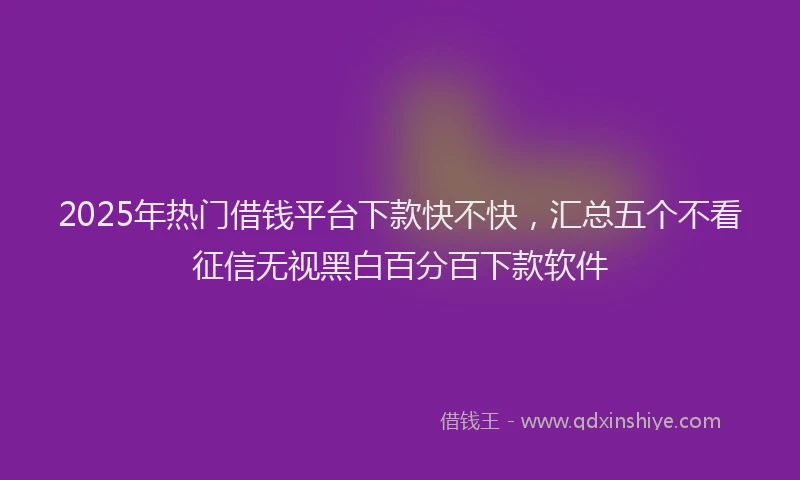 2025年热门借钱平台下款快不快，汇总五个不看征信无视黑白百分百下款软件