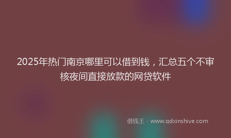 2025年热门南京哪里可以借到钱，汇总五个不审核夜间直接放款的网贷软件