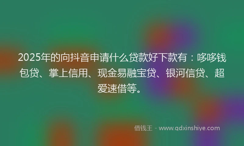 2025年的向抖音申请什么贷款好下款有：哆哆钱包贷、掌上信用、现金易融宝贷、银河信贷、超爱速借等。