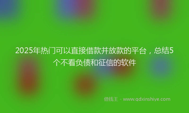 2025年热门可以直接借款并放款的平台，总结5个不看负债和征信的软件