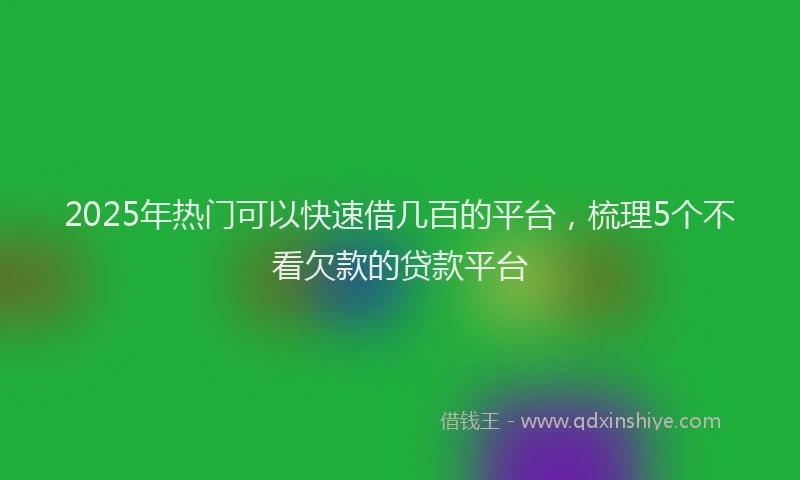 2025年热门可以快速借几百的平台，梳理5个不看欠款的贷款平台