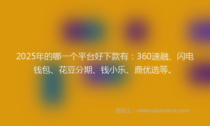 2025年的哪一个平台好下款有：360速融、闪电钱包、花豆分期、钱小乐、鹿优选等。