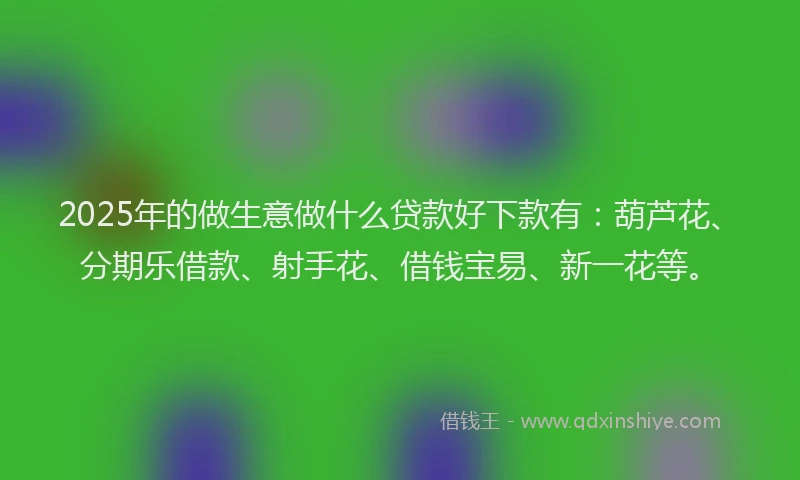 2025年的做生意做什么贷款好下款有：葫芦花、分期乐借款、射手花、借钱宝易、新一花等。