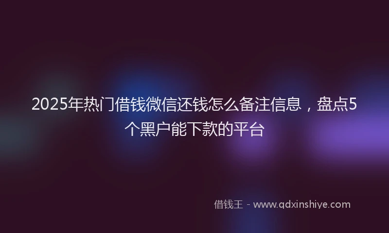 2025年热门借钱微信还钱怎么备注信息，盘点5个黑户能下款的平台