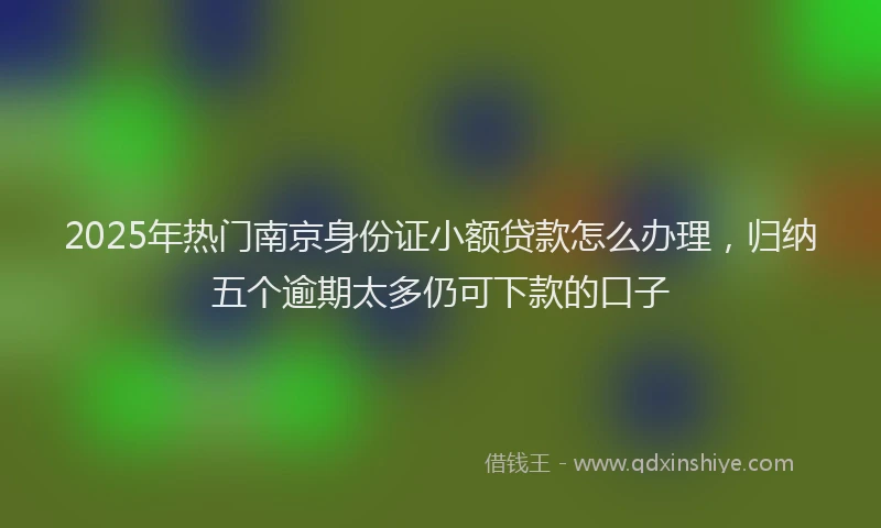 2025年热门南京身份证小额贷款怎么办理，归纳五个逾期太多仍可下款的口子