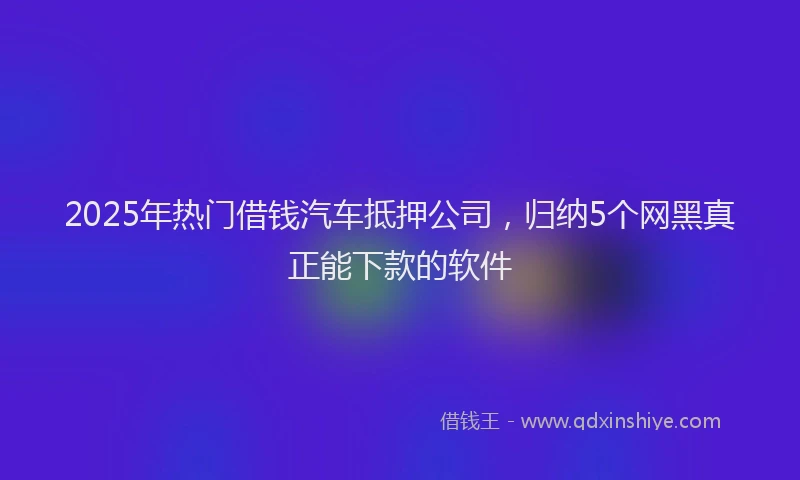 2025年热门借钱汽车抵押公司，归纳5个网黑真正能下款的软件