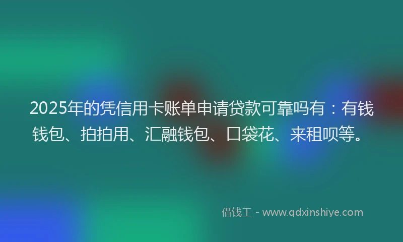 2025年的凭信用卡账单申请贷款可靠吗有：有钱钱包、拍拍用、汇融钱包、口袋花、来租呗等。
