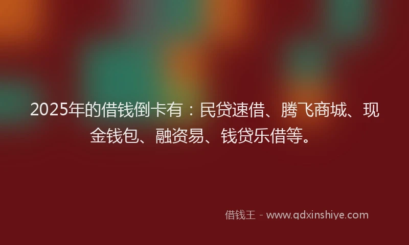 2025年的借钱倒卡有：民贷速借、腾飞商城、现金钱包、融资易、钱贷乐借等。