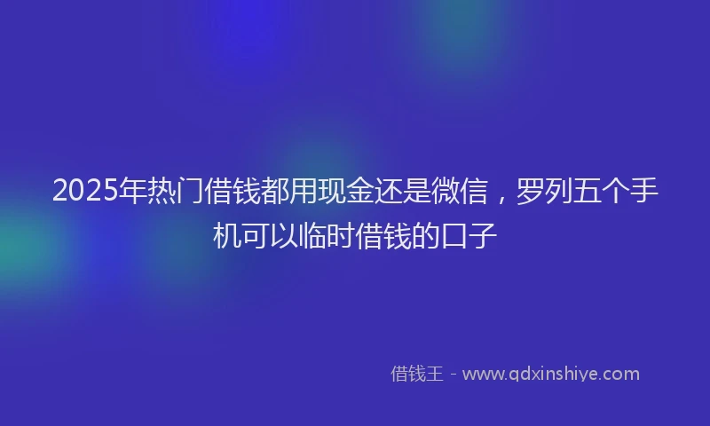 2025年热门借钱都用现金还是微信，罗列五个手机可以临时借钱的口子