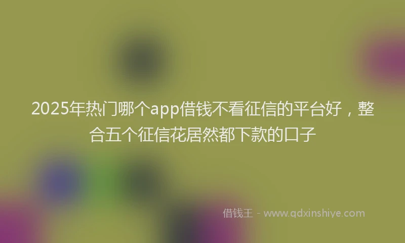 2025年热门哪个app借钱不看征信的平台好，整合五个征信花居然都下款的口子