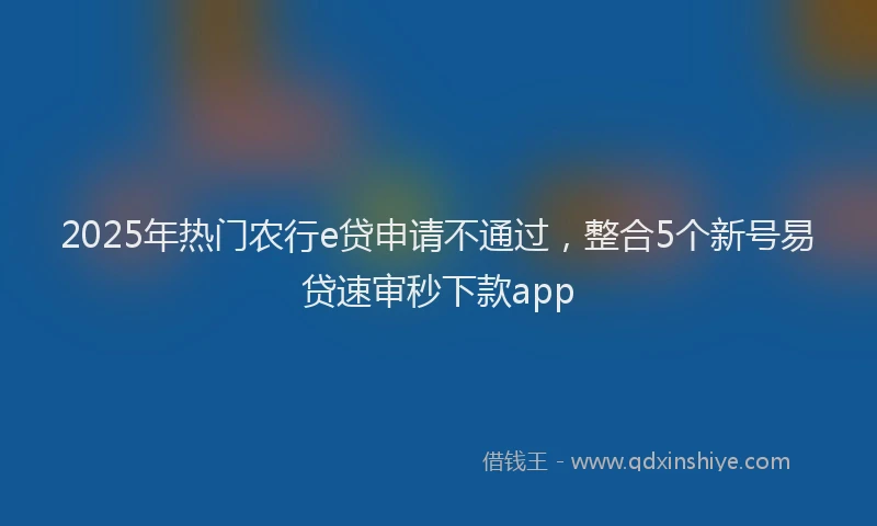 2025年热门农行e贷申请不通过，整合5个新号易贷速审秒下款app