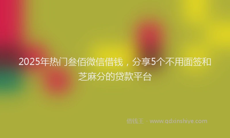 2025年热门叁佰微信借钱，分享5个不用面签和芝麻分的贷款平台