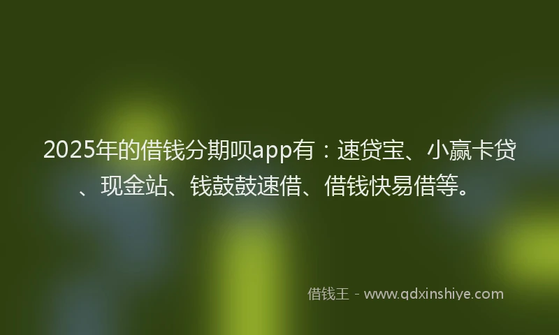 2025年的借钱分期呗app有：速贷宝、小赢卡贷、现金站、钱鼓鼓速借、借钱快易借等。