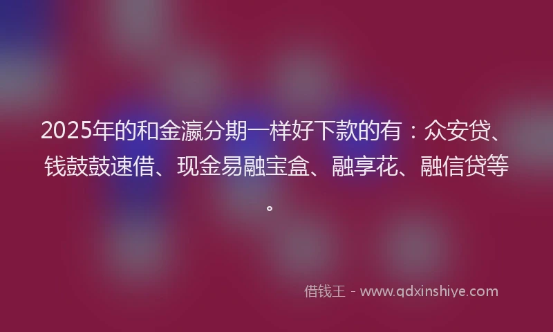 2025年的和金瀛分期一样好下款的有：众安贷、钱鼓鼓速借、现金易融宝盒、融享花、融信贷等。