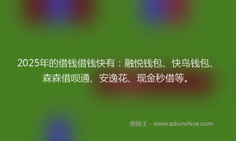 2025年的借钱借钱快有：融悦钱包、快鸟钱包、森森借呗通、安逸花、现金秒借等。