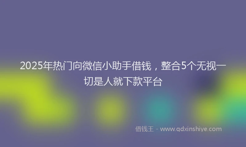 2025年热门向微信小助手借钱，整合5个无视一切是人就下款平台