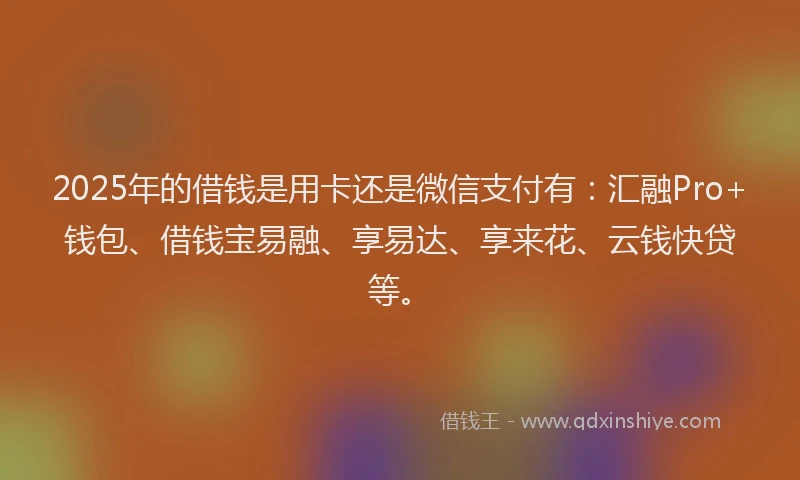 2025年的借钱是用卡还是微信支付有：汇融Pro+钱包、借钱宝易融、享易达、享来花、云钱快贷等。