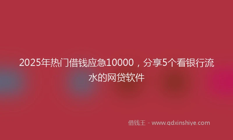 2025年热门借钱应急10000，分享5个看银行流水的网贷软件