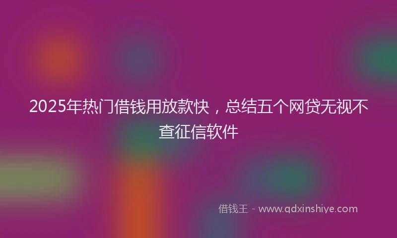 2025年热门借钱用放款快，总结五个网贷无视不查征信软件