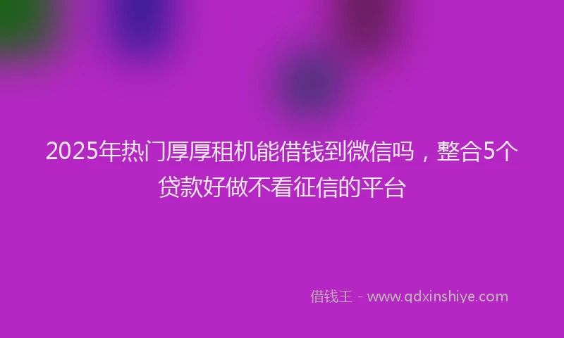 2025年热门厚厚租机能借钱到微信吗，整合5个贷款好做不看征信的平台