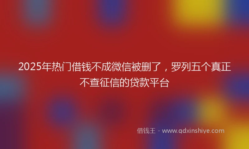 2025年热门借钱不成微信被删了，罗列五个真正不查征信的贷款平台