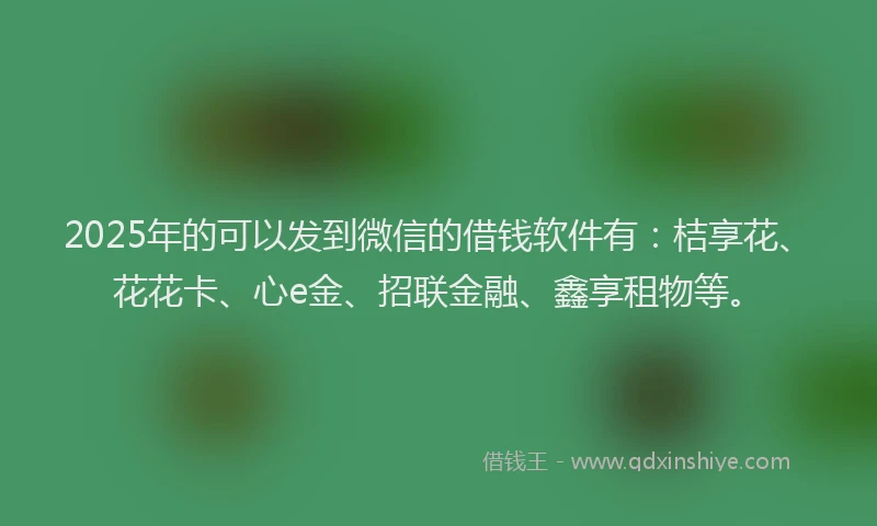 2025年的可以发到微信的借钱软件有：桔享花、花花卡、心e金、招联金融、鑫享租物等。