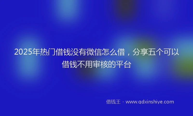 2025年热门借钱没有微信怎么借，分享五个可以借钱不用审核的平台