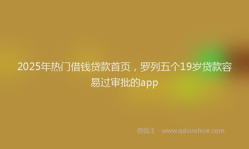2025年热门借钱贷款首页，罗列五个19岁贷款容易过审批的app