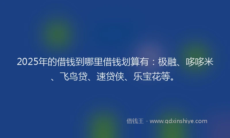 2025年的借钱到哪里借钱划算有：极融、哆哆米、飞鸟贷、速贷侠、乐宝花等。