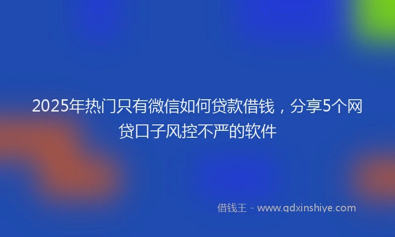 2025年热门只有微信如何贷款借钱，分享5个网贷口子风控不严的软件