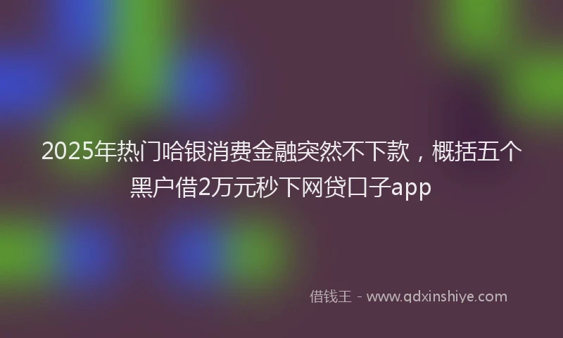 2025年热门哈银消费金融突然不下款，概括五个黑户借2万元秒下网贷口子app