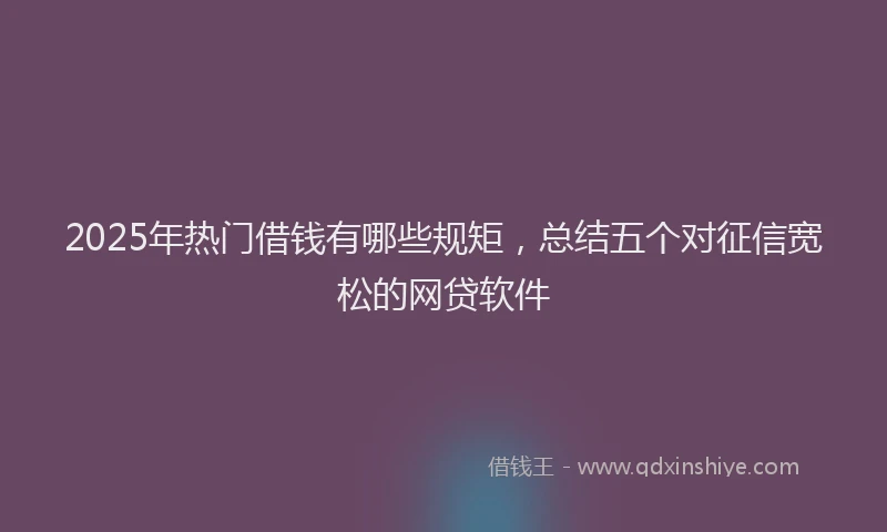 2025年热门借钱有哪些规矩，总结五个对征信宽松的网贷软件
