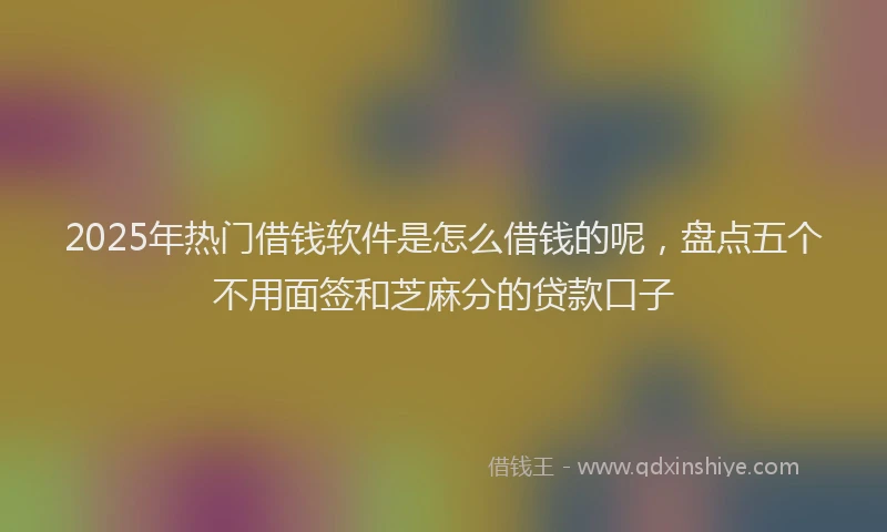 2025年热门借钱软件是怎么借钱的呢，盘点五个不用面签和芝麻分的贷款口子