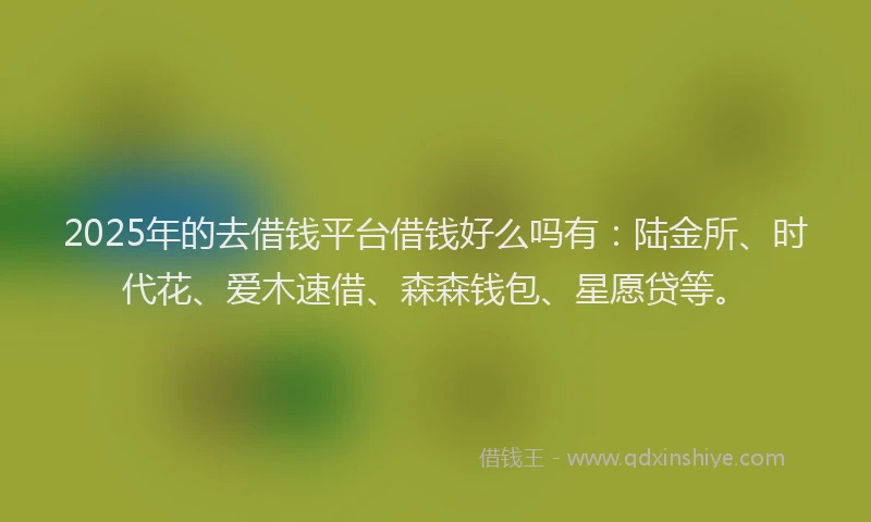 2025年的去借钱平台借钱好么吗有：陆金所、时代花、爱木速借、森森钱包、星愿贷等。