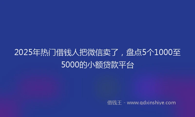 2025年热门借钱人把微信卖了，盘点5个1000至5000的小额贷款平台