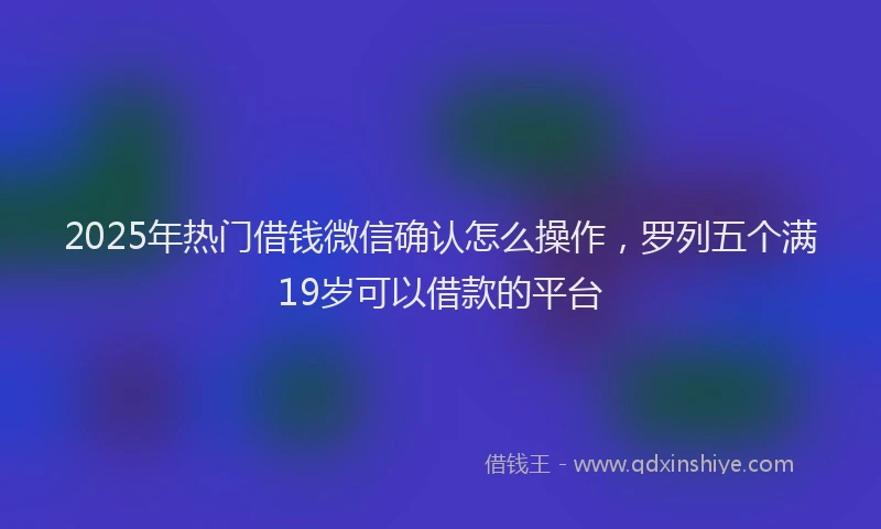 2025年热门借钱微信确认怎么操作，罗列五个满19岁可以借款的平台