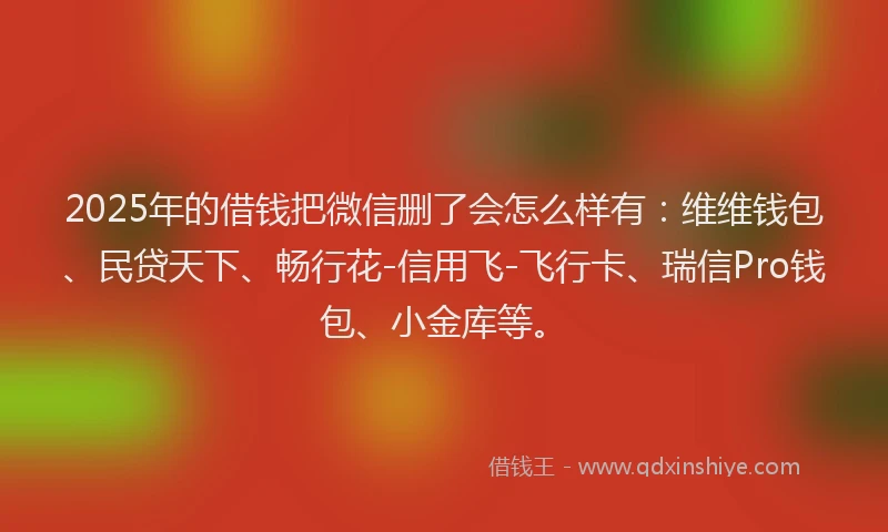 2025年的借钱把微信删了会怎么样有：维维钱包、民贷天下、畅行花-信用飞-飞行卡、瑞信Pro钱包、小金库等。