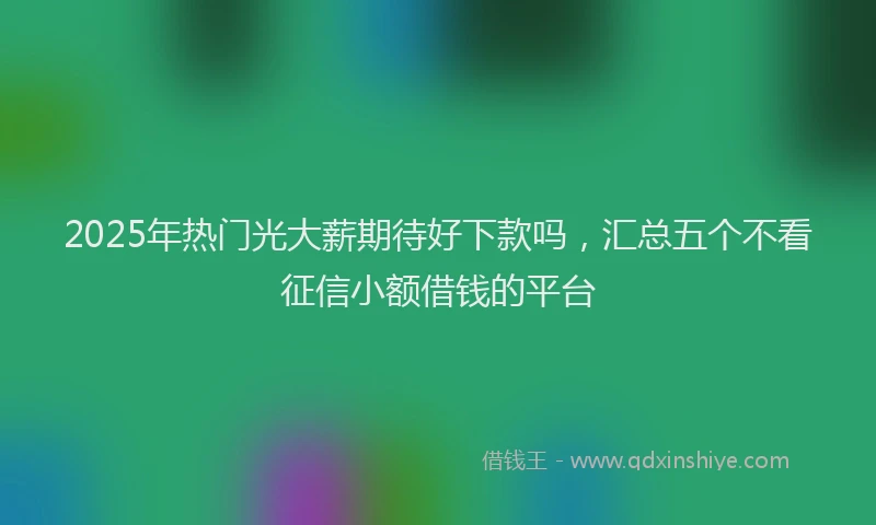 2025年热门光大薪期待好下款吗，汇总五个不看征信小额借钱的平台