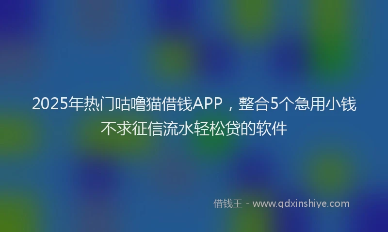 2025年热门咕噜猫借钱APP，整合5个急用小钱不求征信流水轻松贷的软件