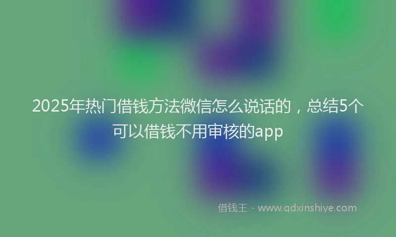 2025年热门借钱方法微信怎么说话的，总结5个可以借钱不用审核的app