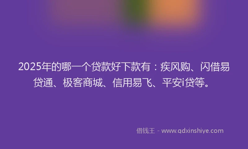2025年的哪一个贷款好下款有：疾风购、闪借易贷通、极客商城、信用易飞、平安i贷等。