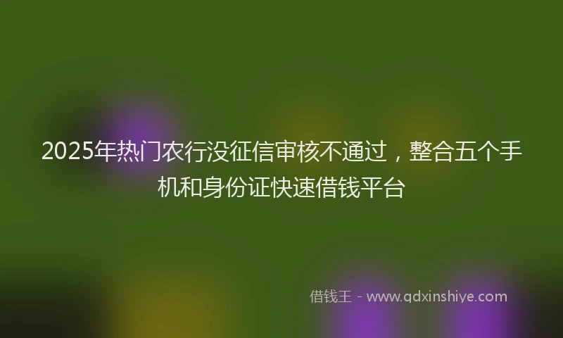 2025年热门农行没征信审核不通过，整合五个手机和身份证快速借钱平台