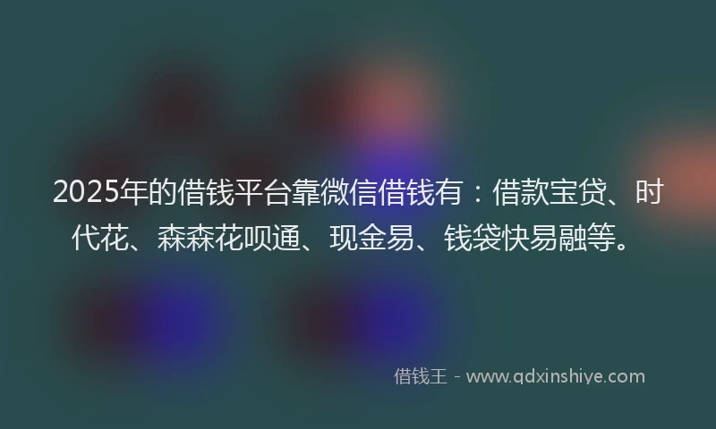 2025年的借钱平台靠微信借钱有：借款宝贷、时代花、森森花呗通、现金易、钱袋快易融等。