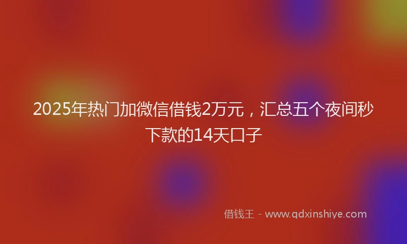 2025年热门加微信借钱2万元，汇总五个夜间秒下款的14天口子