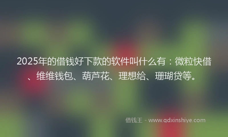 2025年的借钱好下款的软件叫什么有：微粒快借、维维钱包、葫芦花、理想给、珊瑚贷等。
