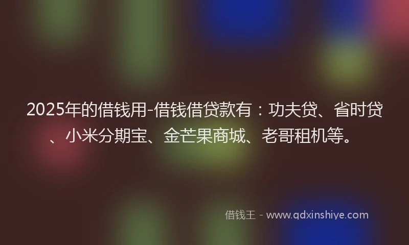 2025年的借钱用-借钱借贷款有：功夫贷、省时贷、小米分期宝、金芒果商城、老哥租机等。
