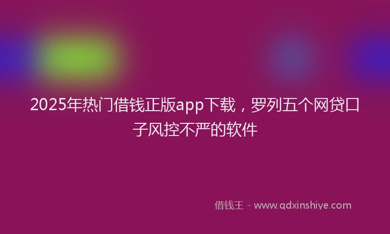 2025年热门借钱正版app下载，罗列五个网贷口子风控不严的软件