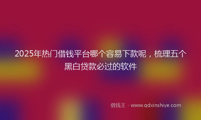 2025年热门借钱平台哪个容易下款呢，梳理五个黑白贷款必过的软件